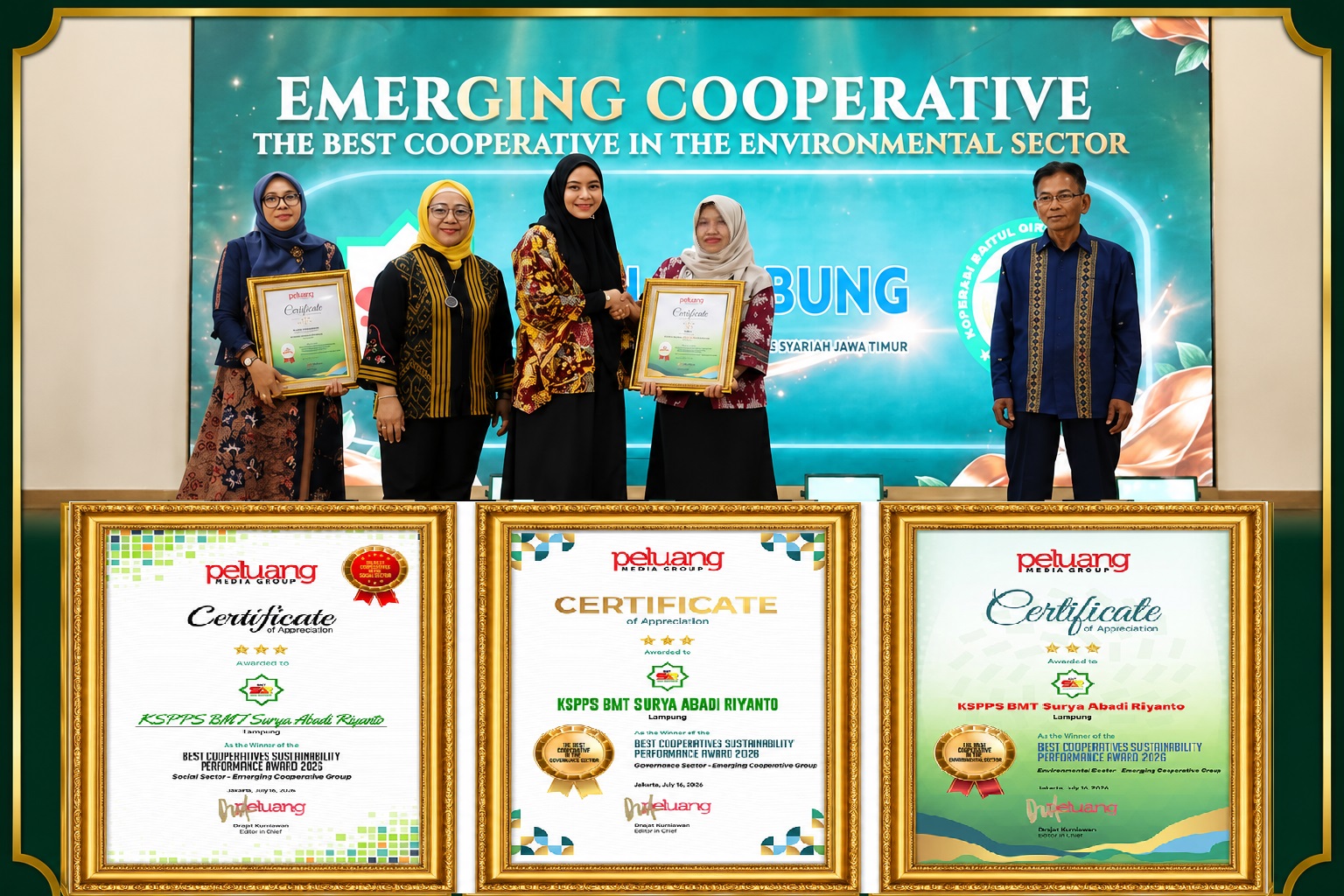 KSPPS BMT Surya Abadi Riyanto Borong Tiga Penghargaan pada Best Cooperatives Sustainability Performance Award 2026